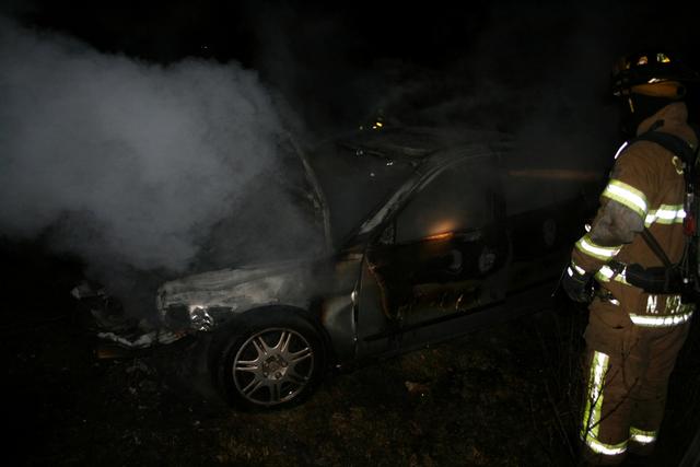 The vehicle after the fire was extinguished. I-691: March 27, 2010.